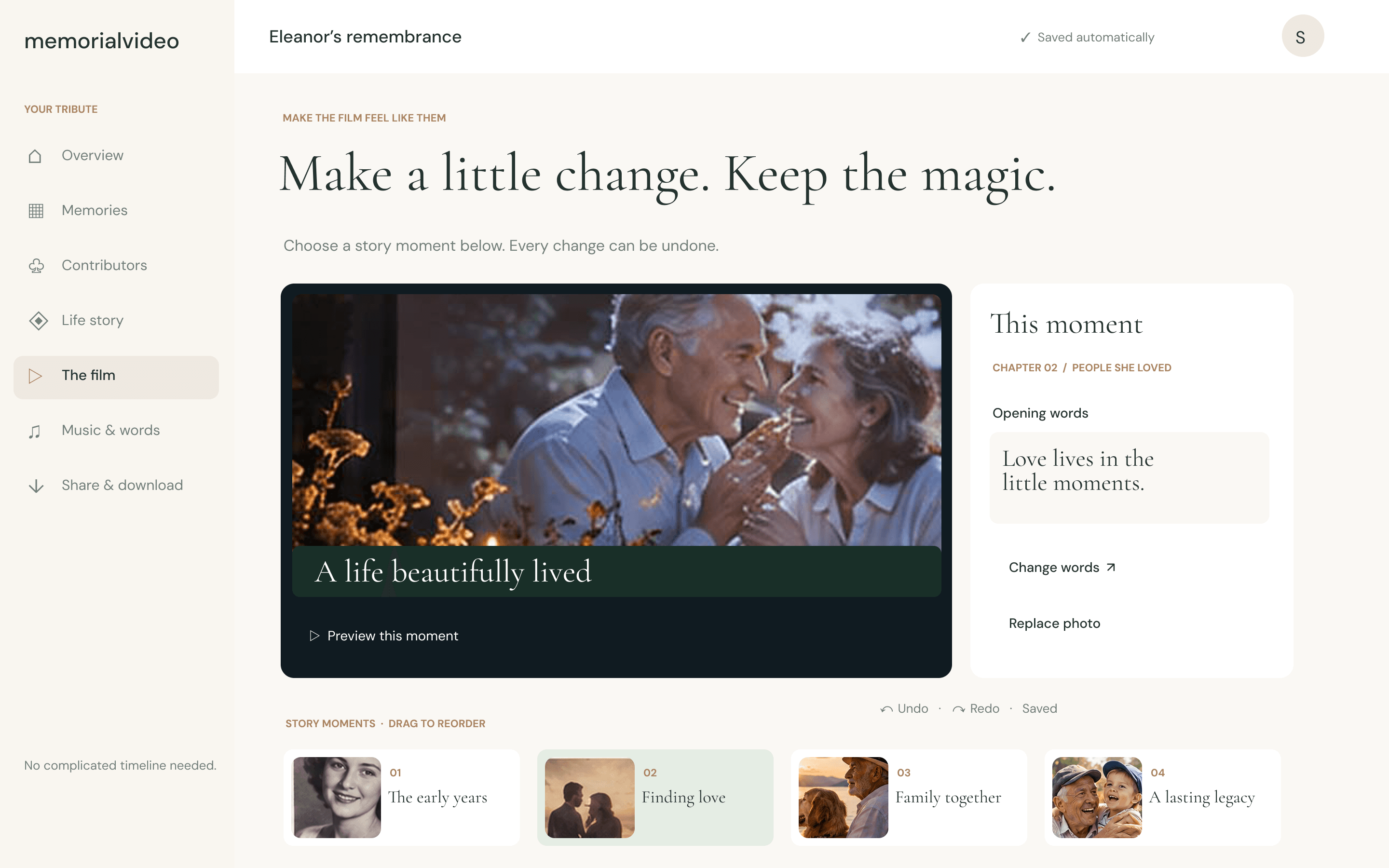 Memorialvideo product visual